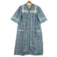 Vintage Coffee Coats by Saybury Floral Batik Print House Coat / Robe, Size 2X