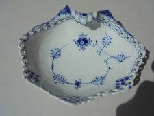 Blue Fluted Full Lace Hand-Painted Porcelain Salad/Dessert Plate with Pierced Openwork Scalloped Rim — listing 5
