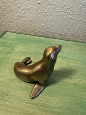 Pair of Vintage Solid Brass Sea Lion / Seal Figurines