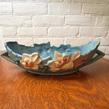 Roseville Pottery Magnolia Pattern Console Bowl / Centerpiece Planter with Angular Handles — listing 6