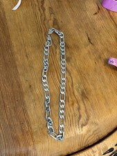Sterling Silver 925 Italy Figaro Chain Necklace with Horn (Cornicello) Pendant — listing 4