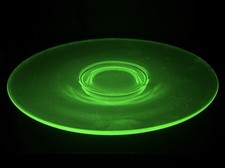 Uranium Glass Slab / Tile with Center Hole, 4 x 4 inch, Yellow-Green Vaseline Glass — listing 2