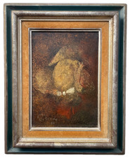 Painting Print Under Glass - Chiaroscuro Profile Portrait, Signed Jacques