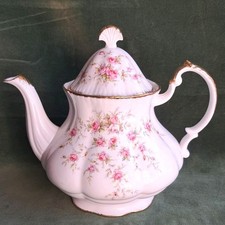 Paragon Fine Bone China 'Chrysanthemum' Teapot, White with Green Floral Border and Gold Trim — listing 2