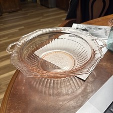 Vintage Pink Depression Glass Daisy & Button Rectangular Handled Relish/Butter Dish (6 in x 1 in) — listing 6