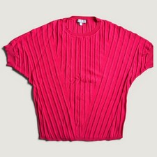 Pink Ribbed Knit Cotton Sweater with Button Detail — listing 3