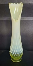 Vaseline Uranium Opalescent Hobnail Glass Cat Slipper Figurine Other maker's mark, listing 5