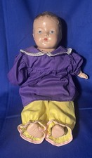 Pair of 1930s Composition Baby/Toddler Dolls (Boy and Girl in Bonnet) — listing 6