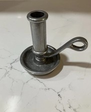 Vintage Carson Pewter Chamberstick Candle Holder with Finger Loop Handle — listing 4