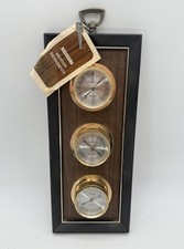 Vintage Springfield Instruments Three-Dial Weather Station Wall-Mount Thermometer Barometer Hygrometer
