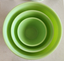Vintage Jadeite Green Uranium Glass Punch Cup with Embossed Grape Pattern, 3.5 x 2 inches — listing 2
