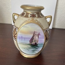 Antique Japanese Moriage Twin-Handled Floral Vase with Slip-Trailed Beading — listing 6