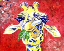 Framed Wildlife Painting of Giraffe with Doves, Signed J. Beckford — listing 4