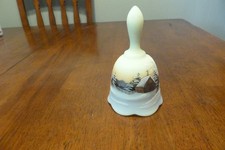 Fenton Custard Uranium Glass Bell with Daisy & Button Pattern, 6 inches