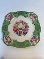Tirschenreuth Bavaria Porcelain Dinner Plate with Green & Gold Floral Border — listing 2