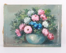 Original Oil Painting Still Life Yellow & Orange Roses in Vase, Gold Frame — listing 5