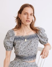 Madewell Floral Metallic Peasant Top, Size M — listing 3