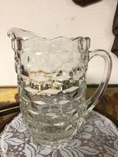 Fostoria American Small Pitcher / Jug, Cubist Pattern Clear Crystal