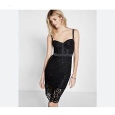 Black Lace Short Sleeve Sheath Cocktail Dress with Scalloped Hem — listing 2