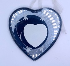 Vintage Heart-Shaped Etched Glass Picture Frame with Twisted Wire Hanger — listing 2