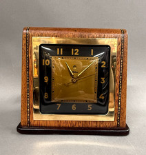 Vintage Round Dial Desk Clock or Barometer on Stepped Wooden Base — listing 2