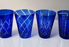 Cobalt Blue Cut-to-Clear Crystal Vase with Star, Pinwheel & Diamond Motifs — listing 3