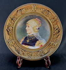 Set of Four Antique Hand-Painted Porcelain Cabinet Plates with Geometric Star & Rosette Motif — listing 6