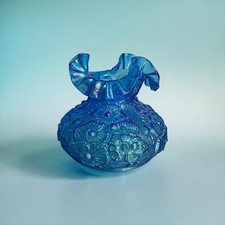 Fenton Milk Glass Poppy Pattern Student Lamp with Ruffled Shade — listing 2