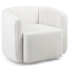 Modern Upholstered Round Barrel Accent Chair, Taupe Linen-Blend Set of 4 — listing 6