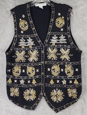 Vintage 1996 Claudia D. Cream Ramie-Cotton Beaded Sweater Vest, Size L — listing 4