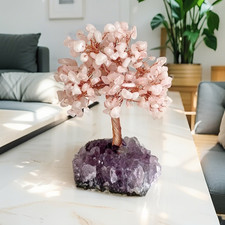 Handmade Rose Quartz Tree of Life Dream Catcher with Pink Feathers — listing 3