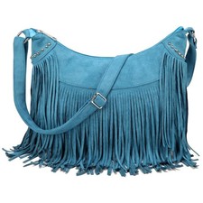 Vintage Tan Suede Leather Crossbody Flap Bag with Diagonal Ribbed Front and Tab Closure — listing 4