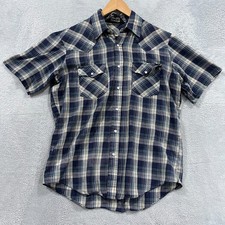 Men's Y2K Western Snap-Front Short Sleeve Gingham Shirt with Embroidered Crest — listing 2