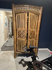 British Colonial Style Bamboo & Rattan Armoire with Arched Crown — listing 2