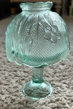 Vintage Green Glass Two-Piece Fairy Lamp with Ribbed Shade — listing 5