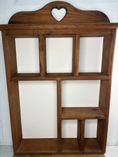 Vintage Cottage Core Triple Heart Wooden Wall Shelf, Tan Stain with Rope & Heart Accent — listing 3
