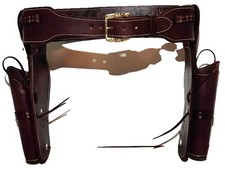 Vintage Tooled Leather Cowboy Double Holster Rig with Western Hat — listing 2