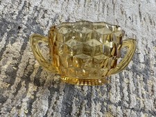 Amber Depression Glass Luncheon Plates, Floral/Scroll Pattern, Set of Multiple — listing 3
