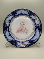 Estate Lot: Flow Blue Portrait Pitcher, Green Leaf Dish, Violet Rose Bowl & Norman Rockwell Porcelain Tankard — listing 4