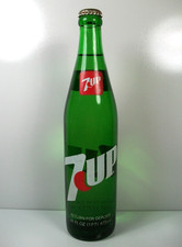 Vintage 7up Green Glass ACL Soda Bottle, 7 Fluid Ounces, "You Like It, It Likes You" Slogan — listing 2