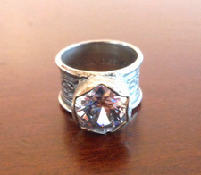 Silpada Sterling Silver Hammered Rectangular Statement Ring with CZ Accent, listing 5