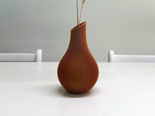 Large Matte Ceramic Bottle Vase, Cream with Rust Brushed Finish — listing 2
