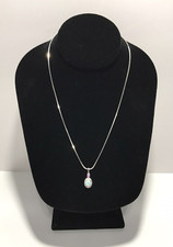 Gold Herringbone Chain Necklace with Five Pear-Shaped Opal Cabochons — listing 4