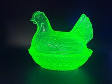 Green Glass Hen on Nest Covered Candy Dish — listing 2