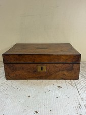 Burl Walnut Leather-Top Writing Desk / Library Table — listing 3