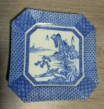 Arita porcelain Antique Japanese Arita Blue & White Porcelain Landscape Plate with Scalloped Rim — listing 3