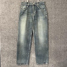 Balenciaga Baggy Wide-Leg Jeans, Dark Wash, Distressed Hem — listing 3