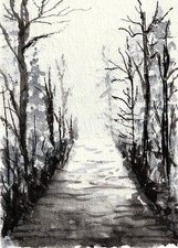 Original Landscape Painting of Trees by Water on Canvas Board — listing 2
