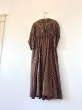 1890s Antique Victorian Brown Calico Bodice with Black Lace Collar, Leg-o-Mutton Sleeves, Boned Interior — listing 5