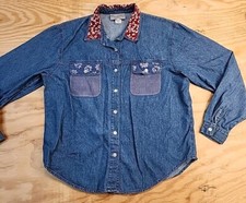 Vintage Stonebridge Denim Button-Up Shirt with Mother-of-Pearl Button Embellished Collar — listing 2